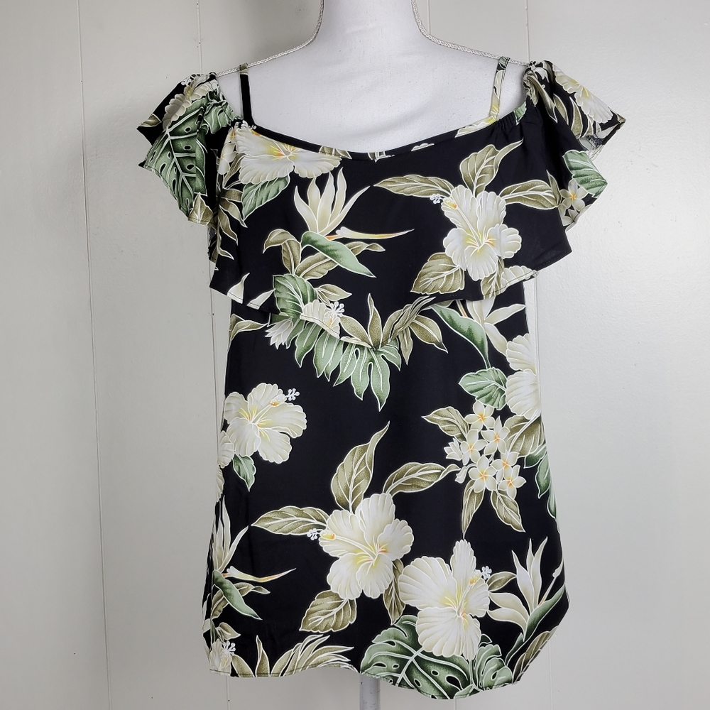 NWT Puanani Hawaiian handcrafted floral off shoulder tank top size large